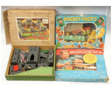 Triang and other Educational type 1960's toys (1) contemporary brick player kit by Spears Games; (2) K Toys "Magnet-tricity" 