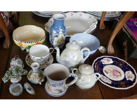 Assorted ceramics, inc. Honiton jug, Art Deco bowl, etc.