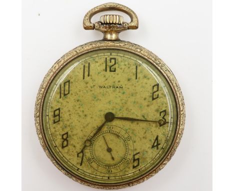 WALTHAM: gold plated crown winding pocket watch, not working at lotting. UK P&amp;P Group 1 (£16+VAT for the first lot and £2