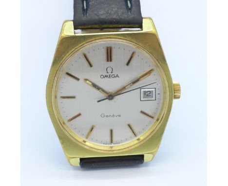 An Omega Geneve gold plated manual wind wristwatch