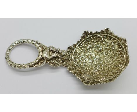 A Victorian white metal caddy spoon, 10.5g