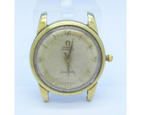 An Omega Seamaster automatic wristwatch, light long service inscription to the back, crown a/f