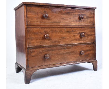 A 19th century George III crossbanded mahogany chest of drawers. Raised on bracket feet with short and deep drawer configurat