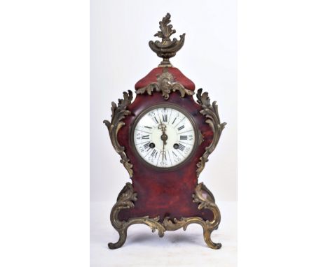 A Louis XV manner 19th century French continental boulle work &amp; ormolu 8-day movement mantle clock. The clock having a me