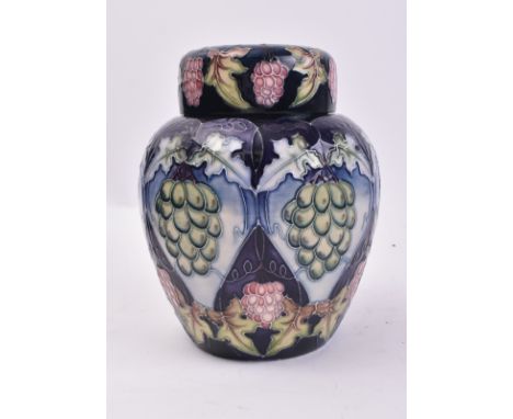 Moorcroft Pottery - Sonoma - A contemporary ceramic hand painted Moorcroft Sonoma ginger jar. The lidded vase of baluster sha