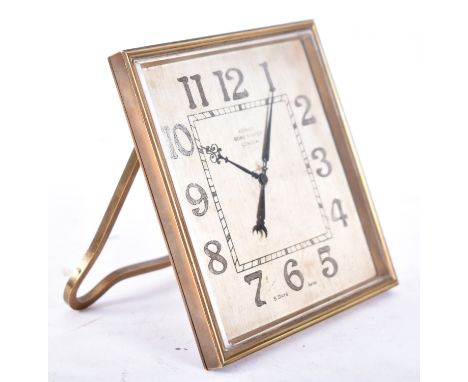 Asprey of London - an mid 20th century circa 1950s Art Deco mantle clock. The clock of square form, with eight day movement. 
