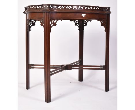 A 19th century Chinese Chippendale revival mahogany silver table. Raised on square reeded legs with a serpentine frieze benea