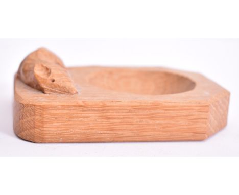 Workshop of Robert ' Mouseman ' Thompson of Kilburn - A 20th century carved oak pin / trinket dish. Simple canted form with b