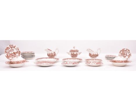 A Victorian 19th century Edge Malkin &amp; Co ' Willow ' ceramic doll's house dinner service. The service comprising of lidde