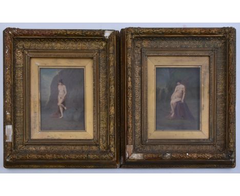 After William Etty R.A. (British, 1787 - 1849) - a pair of late 19th century oil on board paintings depicting nude women. The