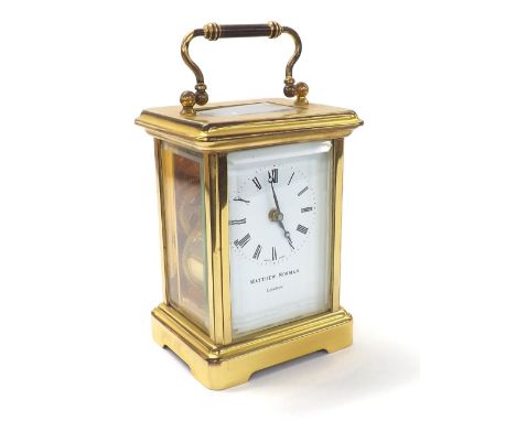 Matthew Norman brass carriage clock timepiece, 5.5'' high