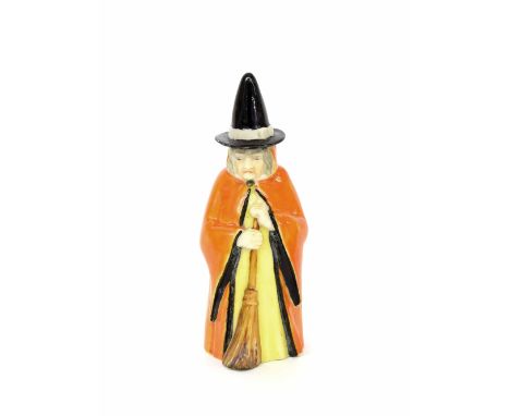 Royal Worcester porcelain candle snuffer 'The Witch', no. 2543, puce factory mark, 3.75" high