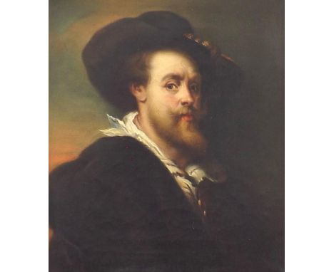 Continental School (19th century) -  Portrait of Sir Peter Paul Rubens, head and shoulders wearing a white shirt, brown cloak