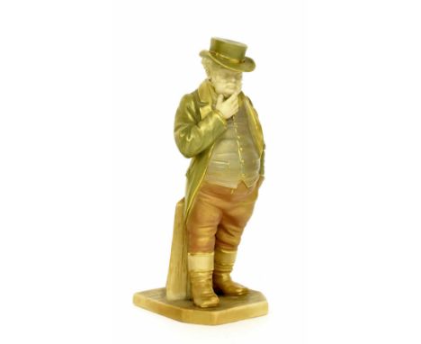Royal Worcester porcelain figure - John Bull, decorated in shot silk colours, model no. 851, puce factory mark, 6.75" high