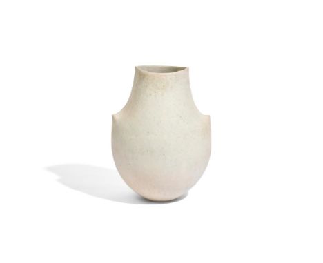 λ JOHN WARD (BRITISH 1938-2023)A LARGE WHITE  'SHOULDER POT'Stoneware, the flattened form rising to a tapering neck with gent