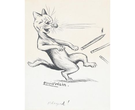 LOUIS WAIN (BRITISH 1860-1939) PLAYED ! Ink and pen  Signed (lower centre) further titled in pen (lower centre) 18 x 13.5cm (