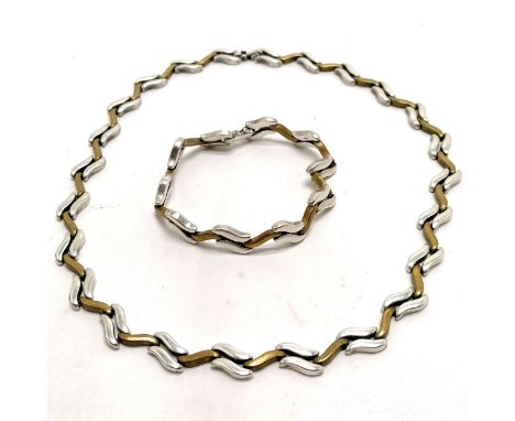 925 silver &amp; bronze necklace (45cm) / bracelet set - total weight 76g - SOLD ON BEHALF OF THE NEW BREAST CANCER UNIT APPE
