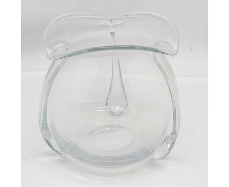 Art glass vase with lobed decoration and polished pontil - 17cm high x 15cm diameter ~ slight marks to base otherwise no obvi