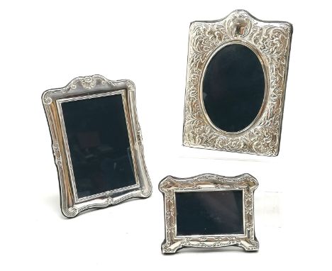 3 x silver hallmarked photograph frames largest by Mappin &amp; Webb 20cm x 14cm &amp; the other 2 are by Carrs of Sheffield 