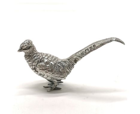 1969 silver cast figure of a pheasant by Edward Barnard &amp; Sons Ltd - 4cm tall &amp; 69g