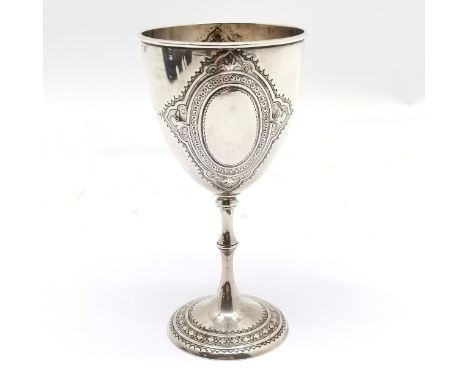 1880 silver goblet by Horace Woodward &amp; Co - 13.5cm high x 6.7cm diameter &amp; 98g ~ small fracture to stem &amp; slight