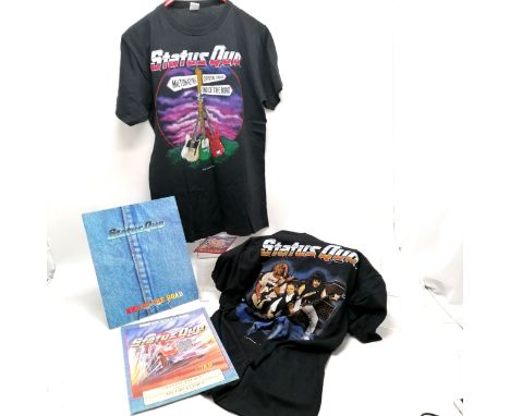 Status Quo 2 x T-shirts, patch, programme &amp; 1984 End of the road booklet