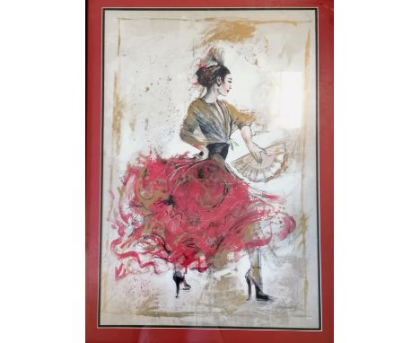 Large scale print of a flamenco dancer - frame 124cm x 93cm ~ slight losses to frame