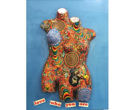 Contemporary 3-D montage 'Love who you are' - 108cm x 81cm ~ bust is coming away from the backboard