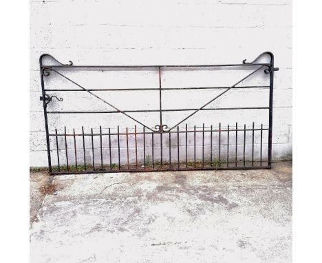 Large antique hand forged wrought iron gate - in overall good condition - 262cm long x 137cm high