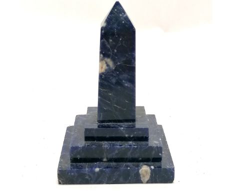 Sodalite obelisk desk weight - 10.5cm high x 7.4cm square base.