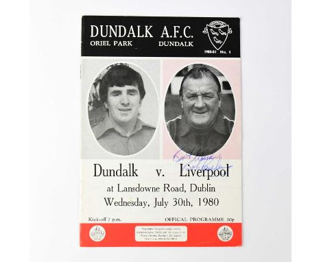 LIVERPOOL FOOTBALL CLUB; a programme for Dundalk A.F.C. vs Liverpool at Lansdowne Road, Dublin, Wednesday July 30th 1980, bea