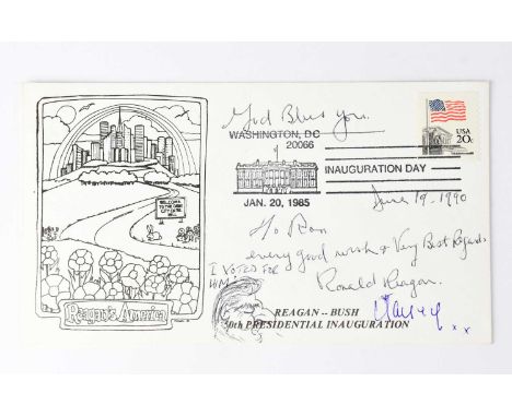 US POLITICS; a first day cover bearing the signatures of Ronald and Nancy Reagan.Condition Report: We have not authenticated 