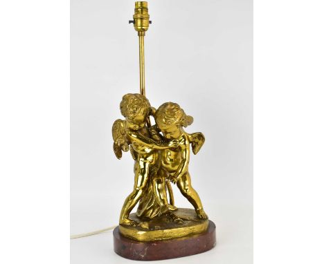 An early/mid-20th century table lamp after the model by Etienne Maurice Falconet (1760-1791), titled 'A Battle for Love', dep