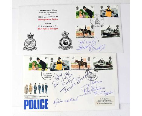 THE GREAT TRAIN ROBBERY; two first day covers bearing signatures of Buster Edwards, Julie Walters and Phil Collins (2).Condit