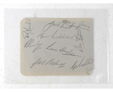 LIVERPOOL FOOTBALL CLUB; a page from an autograph book bearing several of the c.1948 squad, including Bill Liddell and Laurie