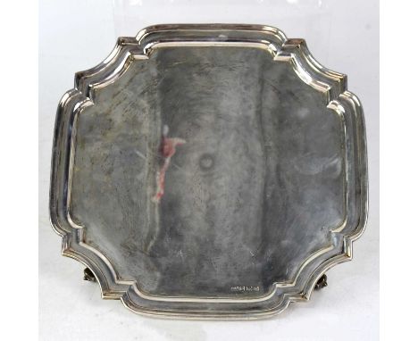 EDWARD VINER; an Edward VIII hallmarked silver salver of shaped rectangular form, Sheffield 1936, width 30.5cm, approx. 26.9o