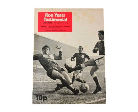 LIVERPOOL FOOTBALL CLUB; a Ron Yeats Testimonial programme bearing several signatures, including Roger Hunt, Phil Thompson an