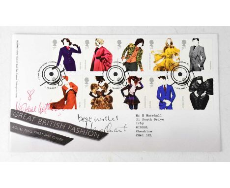 UK FASHION; a first day cover bearing the signatures of Vivienne Westwood and Mary Quant.Condition Report: We have not authen
