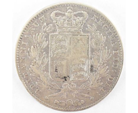 A Victorian silver crown 1845, with cinquefoil stops.Condition Report: Condition is Good to Fine. Clear definition, minimal f