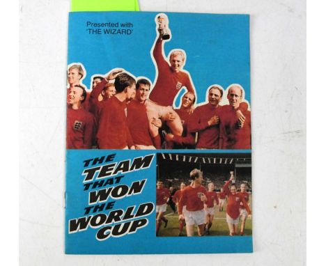 ENGLAND WORLD CUP WINNERS 1966; a commemorative booklet bearing multiple signatures, including Alf Ramsey, Harold Shepherdson