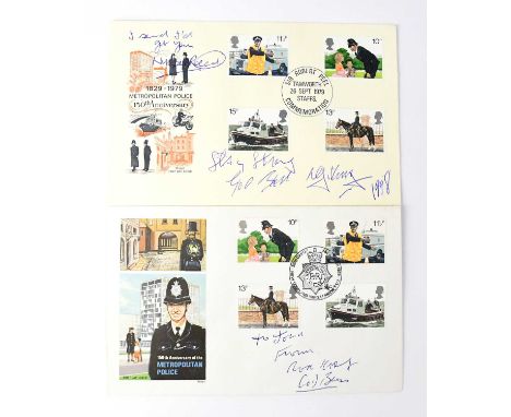 THE KRAY BROTHERS; two Police related first day covers from 1979, one bearing inscription and signature from Reg Kray, dated 