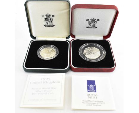 ROYAL MINT; a 1995 Second World War Silver Proof £2 Coin and a 1944-1994 Silver Proof D-Day commemorative 50p coin, both enca