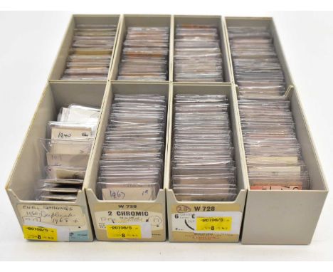 A coin box containing various mixed silver and half-silver shillings from 1881-1934, various half crowns, 1930s-60s shillings