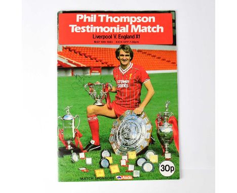 PHIL THOMPSON; a testimonial match programme from 1983, bearing the multiple title winning star's signature.Condition Report: