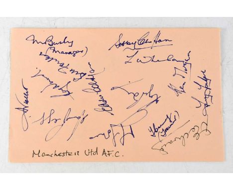 MANCHESTER UNITED; a page from an autograph book bearing numerous signatures of the Busby Babes, including Dennis Viollet, Bi