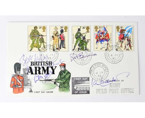 DAD'S ARMY; a first day cover bearing several signatures including Arthur Lowe and Ian Lavender.Condition Report: We have not