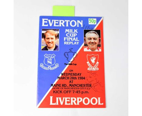 MERSEYSIDE FOOTBALL; a Milk Cup Final Replay programme for 1984, featuring Everton vs Liverpool, bearing various signatures t