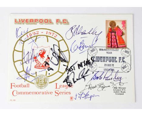 LIVERPOOL FOOTBALL CLUB; a commemorative series first day cover bearing several signatures, including Jürgen Klopp, Bob Paisl