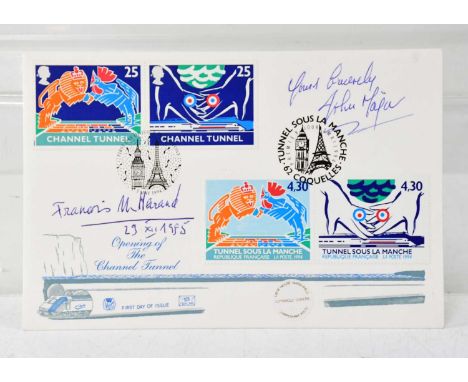 CHANNEL TUNNEL; a first day cover bearing the signatures of the French President and English Prime Minister of the time, Fran