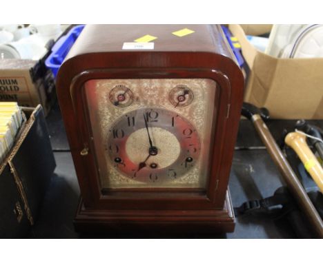 A German made bracket clock with silvered dial 
